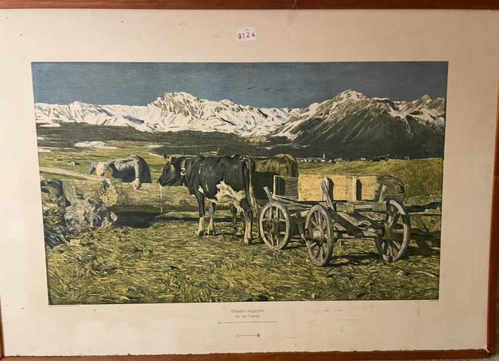 Prent van Segantini - An der Tränke, Antiek en Kunst, Kunst | Tekeningen en Foto's, Ophalen