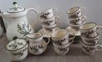 Pagnossin earthenware 14-delig koffieservies met groene rand, Compleet servies, Overige stijlen, Gebruikt, Ophalen of Verzenden