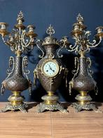 (77) Antieke Franse Bronzen VaasPendule + Kandelaren 1880, Antiek en Kunst, Verzenden