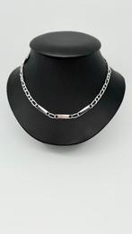 Zilveren ketting met onderaan 3 grote platte schakels., Verzenden, Zo goed als nieuw, Zilver