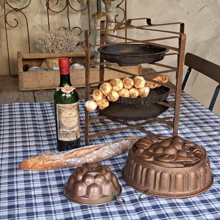 Koperen bakvorm oude brocante puddingvorm *Etage3*, Huis en Inrichting, Woonaccessoires | Overige, Gebruikt, Ophalen of Verzenden