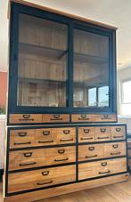 Unieke vitrine/apothekerskast, Huis en Inrichting, Industrieel, 100 tot 150 cm, Teakhout, Gebruikt