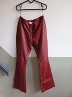 Vintage rode leren broek (maat 42), Maat 42/44 (L), Ophalen of Verzenden, Lang, Gedragen