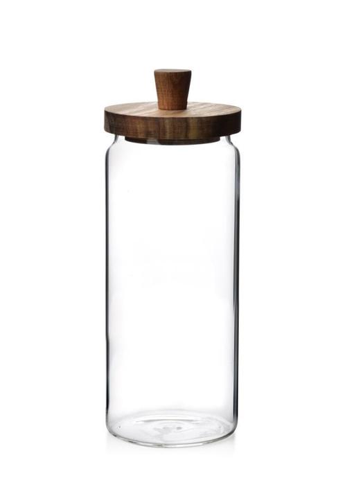 Glazen Voorraadpot Met Houten Deksel, Huis en Inrichting, Keuken | Servies, Nieuw, Overige typen, Overige stijlen, Glas, Ophalen of Verzenden