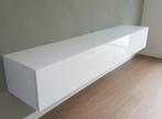 VOORRAAD Zwevend tv-meubel B200 cm | Volledig Hoogglans Wit, Metaal, Met klep(pen), Nieuw, Ophalen of Verzenden