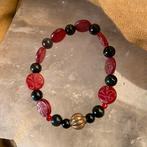 Obsidiaan haji trade beads amulet beschermt geluk uniek, Ophalen of Verzenden, Nieuw, Zilver, Met edelsteen