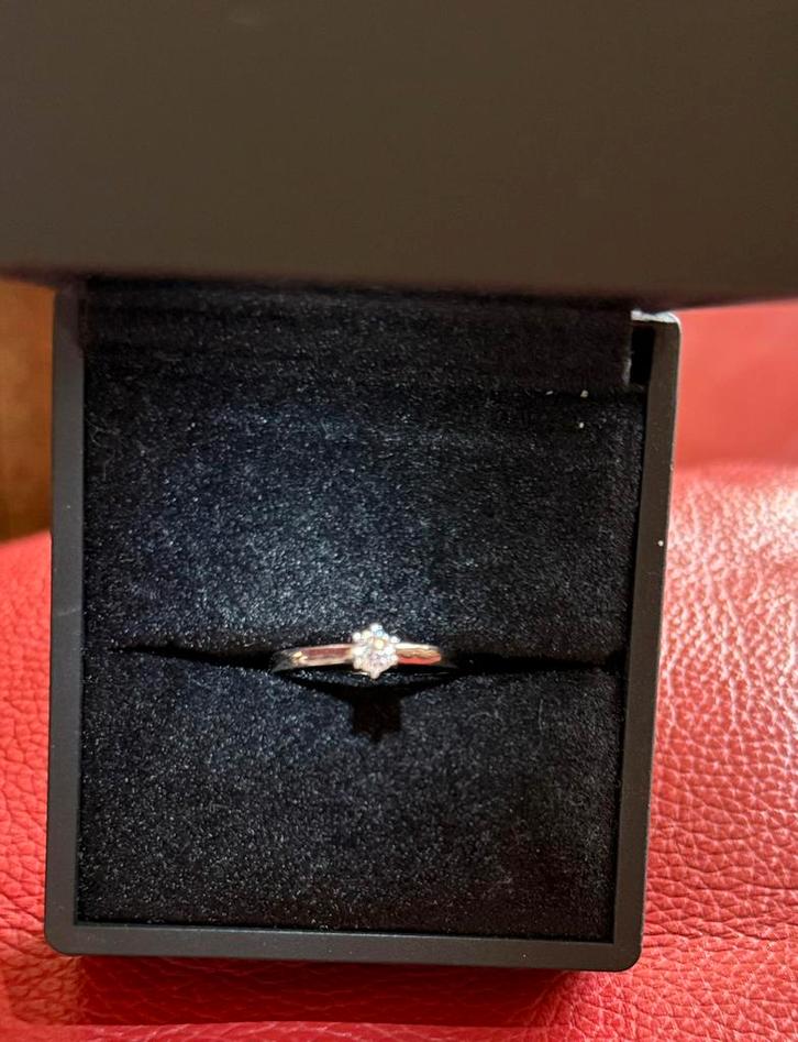 18kt Witgouden merk 750 1,5 g Damesring met Diamant, Sieraden, Tassen en Uiterlijk, Ringen, Nieuw, Dame, 17 tot 18, Wit, Goud