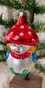 OUD ANTIEK GLAZEN KERSTBOOM KERSTBAL VERSIERING PADENSTOEL, Diversen, Kerst, Ophalen of Verzenden, Zo goed als nieuw