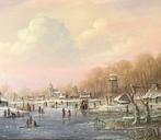 Prachtig groot winterlandschap op paneel Thomas Heesakkers., Ophalen