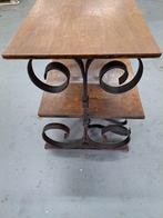 Smeedijzeren bijzettafel, Huis en Inrichting, Ophalen, Gebruikt, Hout, 50 tot 75 cm
