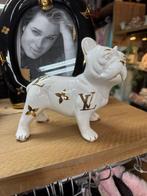 Franse bulldog hondje porselein bladgoud Lv, Ophalen of Verzenden, Zo goed als nieuw, Dier