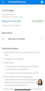 Voucher voor valet parkeren bij Schiphol, Tickets en Kaartjes, Kortingen en Cadeaubonnen, Overige soorten, Overige typen