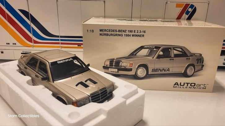 AUTOart Millenium Mercedes-Benz W201 190E 2.3 16V Senna, Hobby en Vrije tijd, Modelauto's | 1:18, Zo goed als nieuw, Auto, Autoart