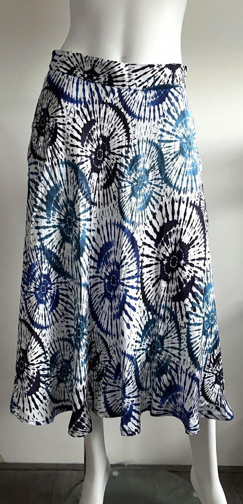 CAROLINE BISS Wijde blauw witte rok maat M, Kleding | Dames, Rokken, Gedragen, Maat 38/40 (M), Blauw, Onder de knie, Verzenden