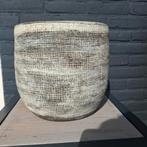 Bloempot HS bruin grijs creme 25 hoog, Ophalen, Rond, Zo goed als nieuw, Aardewerk