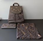 Mooie 3-delige set – rugtas, portemonnee en sjaaltje met gou, Ophalen of Verzenden, Zo goed als nieuw, 25 tot 40 cm, 30 tot 45 cm