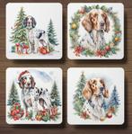 Engelse Setter Kerst onderzetters met houder, Ophalen of Verzenden, Nieuw, Glas of Kopje