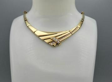 Gouden vintage ketting met diamant hanger. 2025/435 beschikbaar voor biedingen
