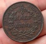 Zeer nette Halve Anna Brits India 1835 patina, Ophalen of Verzenden, Zuid-Azië, Losse munt