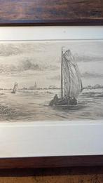 Pentekening echt hollands tafereel,.zeil boot boten zeilen, Ophalen of Verzenden