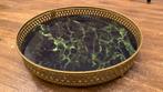 Decorative Round Tray with Green Marble Pattern and Gold Rim, Ophalen of Verzenden, Zo goed als nieuw, Rond