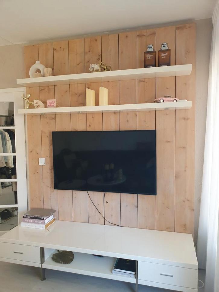 Wandpaneel 2 delen, excl planken en tv meubel, Huis en Inrichting, Kasten | Wandmeubels, Zo goed als nieuw, 200 cm of meer, 25 tot 50 cm