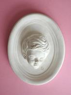 Vintage 60s 70s camee portret gezicht beeld beeldje gips wit, Ophalen