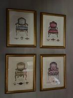 Prenten Stoelen Serie met Lijst, Minder dan 50 cm, Gebruikt, Tekening, Verzenden