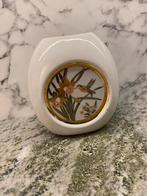 Vintage keramieken vaas, bloemen, vogels, gouden details, Ophalen of Verzenden