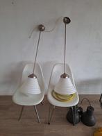 Hanglamp eetkamer 2 stuks chroom melkglas, Ophalen of Verzenden, Zo goed als nieuw, Minder dan 50 cm