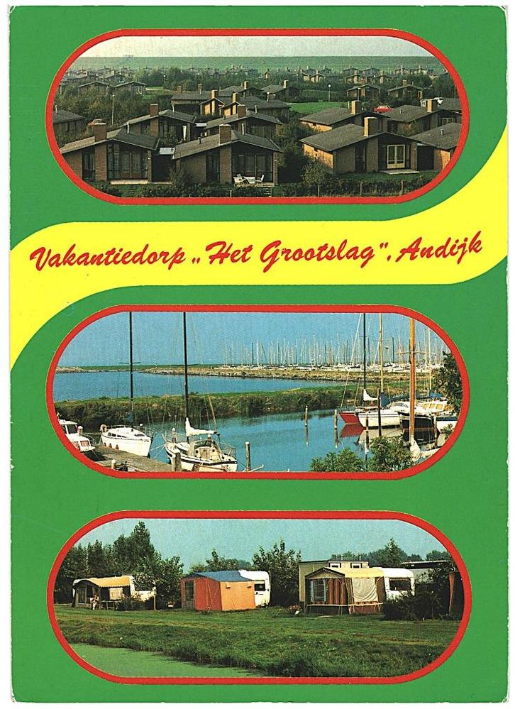 909978 Andijk NH 86 het Grootslag caravan tent Gelopen met, Verzamelen, Ansichtkaarten | Nederland, Gelopen, Noord-Holland, 1980 tot heden