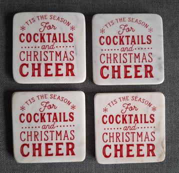 4 marmeren kerst onderzetters beschikbaar voor biedingen