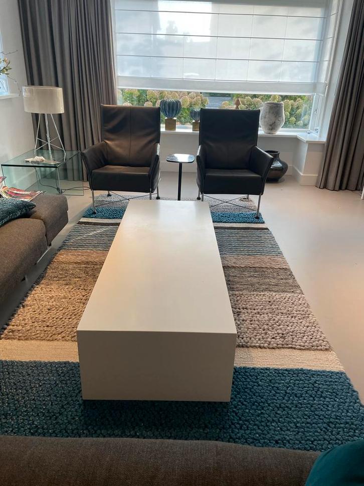 Strakke witte salontafel -, Huis en Inrichting, Tafels | Salontafels, Gebruikt, Minder dan 50 cm, 50 tot 100 cm, 150 tot 200 cm