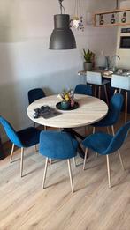 Eetkamerstoelen 6 stuks blauw, Huis en Inrichting, Stoelen, Ophalen, Gebruikt, Blauw, Stof