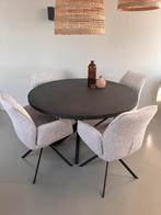 Ronde betonlook tafel 130cm donker met gratis salontafels, 100 tot 150 cm, Rond, Zo goed als nieuw, 50 tot 100 cm