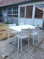 Tuinset met 4 stapelbare stoelen eetkamer set, Ophalen, 4 zitplaatsen, Kunststof, Gebruikt