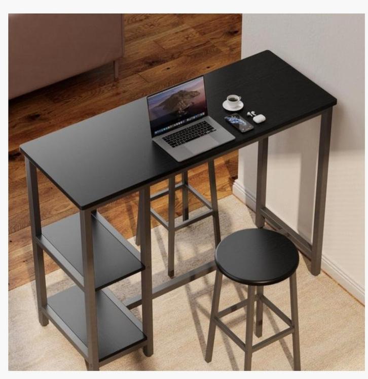 Moderne bartafel set met 2 stoelen - zwart, Huis en Inrichting, Barren, Nieuw, Inclusief barstoelen, Ophalen