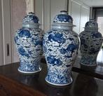 Chinese vazen set - blauw draken motief, Antiek en Kunst, Ophalen