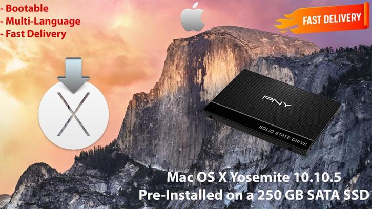 OS X Yosemite 10.10.5 VoorGeïnstalleerd op PNY SSD van 250GB, Computers en Software, Besturingssoftware, Nieuw, MacOS, Ophalen of Verzenden