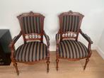Antieke Fauteuils - Set van Twee Gestreepte Stoelen, Antiek en Kunst, Ophalen