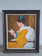 Schilderij: Lezende Dame door J. Veenstra '88, Ophalen of Verzenden