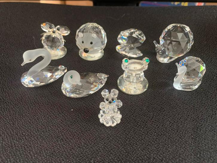 9 Kleine Glazen Figuurtjes - Kristal Decoratie Setje, Antiek en Kunst, Antiek | Glas en Kristal, Ophalen of Verzenden