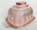 Antiek vintage Art Deco depression glas voorraad boterschaal, Ophalen of Verzenden