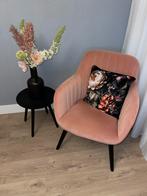 Mooie roze fauteuil van fluweel - zo goed als nieuw!, Huis en Inrichting, Fauteuils, Ophalen, Minder dan 75 cm, Zo goed als nieuw