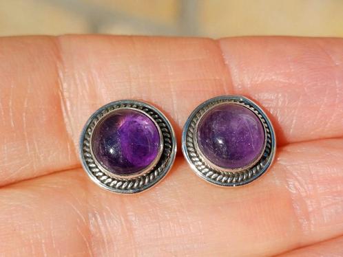 Vanoli 925 zilveren oorbellen oorknopjes met amethist, Sieraden, Tassen en Uiterlijk, Oorbellen, Nieuw, Knopjes of Stekers, Zilver