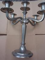 Sierlijke vierarmig (Tinnen) Kandelaar voor 5 kaarsen, 25 tot 50 cm, Ophalen of Verzenden, Zo goed als nieuw, Metaal