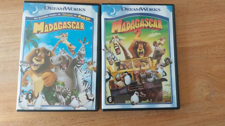 2 DVDs Madagascar deel 1 en 2, Cd's en Dvd's, Dvd's | Tekenfilms en Animatie, Zo goed als nieuw, Europees, Tekenfilm, Vanaf 6 jaar