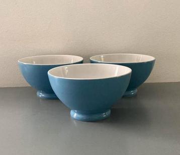 3 kommetjes schaaltjes spoelkommen blauw wit servies