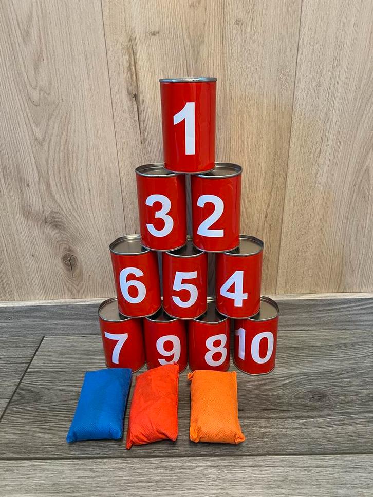 BS Toys Blikgooien Werpspel - Compleet, Kinderen en Baby's, Speelgoed | Educatief en Creatief, Gebruikt, Ophalen of Verzenden