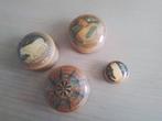 4 vintage houten ronde doosjes, Ophalen of Verzenden